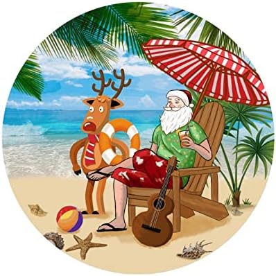 50 kom dekor za plažu, smiješni Djed Božićnjak na plaži 1,5 okrugle naljepnice božićne naljepnice za pakiranje boca blagdanski
