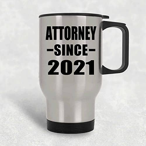 Designsify odvjetnik od 2021. godine, srebrna putnička šalica 14oz od nehrđajućeg čelika izolirana, pokloni za rođendansku