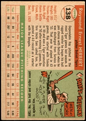 1955. Topps Baseball 138 Ray Herbert Detroit Tigrovi izvrsni