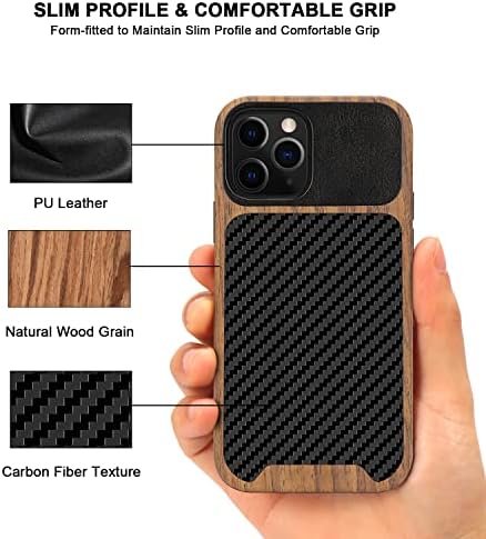 Tendlin magnetska futrola kompatibilna s iPhoneom 12 Pro Case/iPhone 12 Case Wood zrno s teksturom od ugljičnih vlakana Dizajn