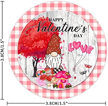 50 komada sretnog Valentinova crvene akvarelne naljepnice za drvo i patuljak 1,5 inčne poklon naljepnice okrugla oznaka za