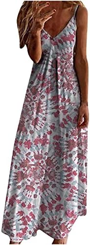 Ženske 2023 maxi haljine Ljetna ležerna haljina na plaži v vrat špageti naramenica cvjetni leđa zamaha dugačka haljina