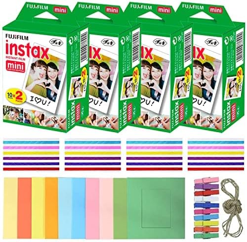 Fujifilm Polaroid Film Instax Mini Instant Film-2 PK | Uključuje 40 listova za fotografije, 60 šarenih mini naljepnica za