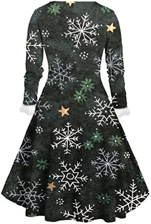 2022 božićne haljine za žene koktel haljina s printom snježne pahulje vintage Božićna haljina iz 1950-ih a-line ljuljačka