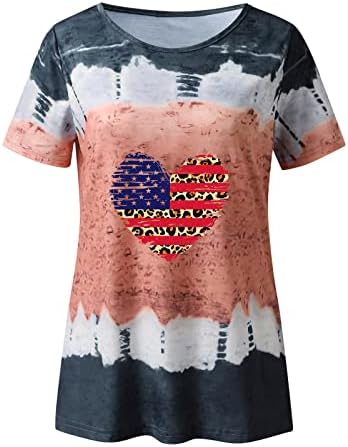Patriotske košulje za žene USA zastave Ljetni kratki rukavi v vrat tunike vrhove pruge za kravate labavo fit udobno blagdanske