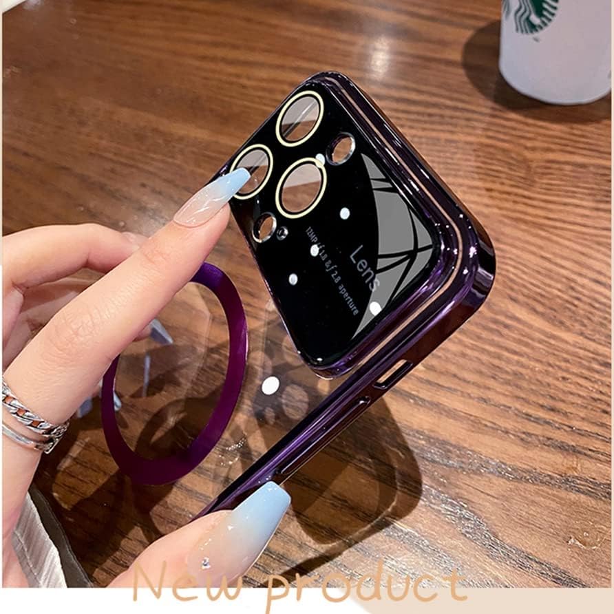 Za iPhone 14 Pro Max kućište, zaštitnik kamere za staklene leće, logotip kompatibilan s magsafe, magnetski tvrdi prozirni