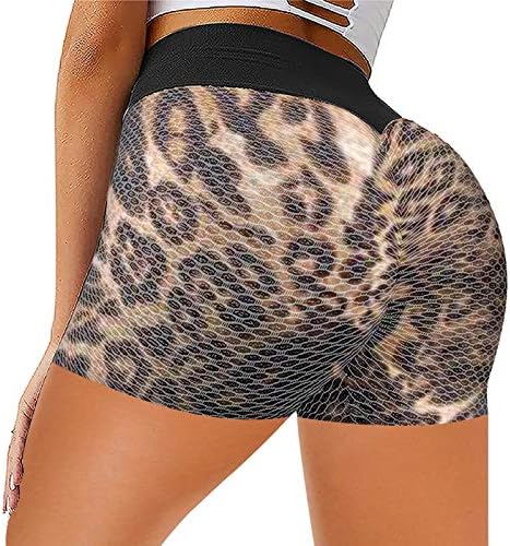 Ilugu leopard tiskajući žene hip struk trčanje joga fitnes dizanje visokih sportskih kratkih hlača joga hlače