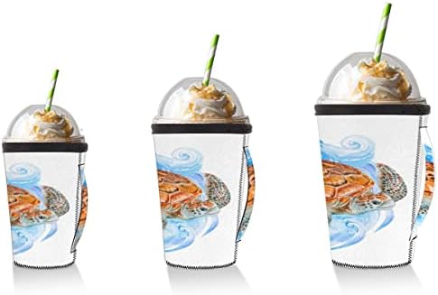 Morska oceanska kornjača Ljeto （01） ledena rukava za kavu za višekratnu upotrebu s ručicom Neopren šalica čahura za sodu,