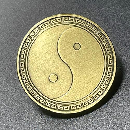 Kineski zmaj Phoenix osam dijagrama feng shui zelena brončana komemorativna medalja utisnuta kovanica yin yang tai chi chi