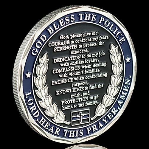 Vjerski križni uvjerenje sveti Michael provedbu zakona Izazov kovanica Bog blagoslovio policijsku molitvu srebrno pozlaćeno