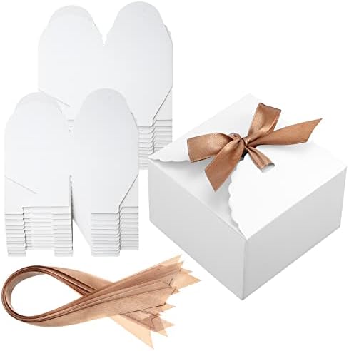 30 kom vjenčane male poklon kutije s mašnom voluminozne bijele Kraft kutije za poslastice 3,5 mm 3,5 mm 2,4 inča papirnate