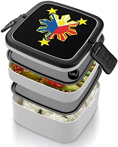 Filipinska zastava Bento Box Dvostruki sloj kontejnera za ručak sa žlicom za rad sa žlicom za putovanje iz piknika