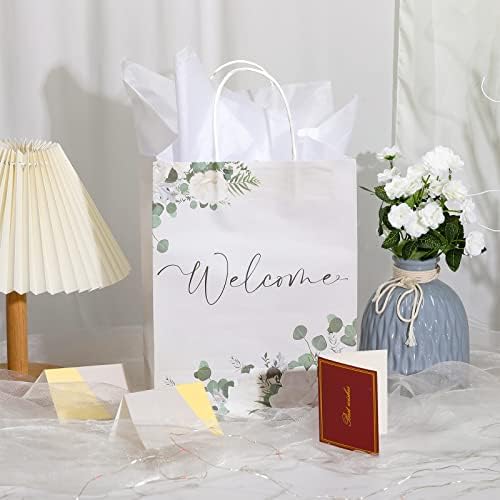 24 kom torbe dobrodošlice vjenčane poklon vrećice za goste hotela vjenčane torbe s crnim slovima s ručkama papirnate vjenčane