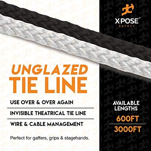 Crno Unglazed Trickine konop - 600 ft x 1/8 inča teatralna kravata teška kabela, upravljanje kablovima i žičana kravata -