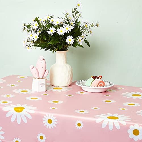 Flatesan Pink Daisy plastična stolnjak za jednokratnu upotrebu Boho Party ukrasi 108 x 54 inča pokrivači pravokutnika za