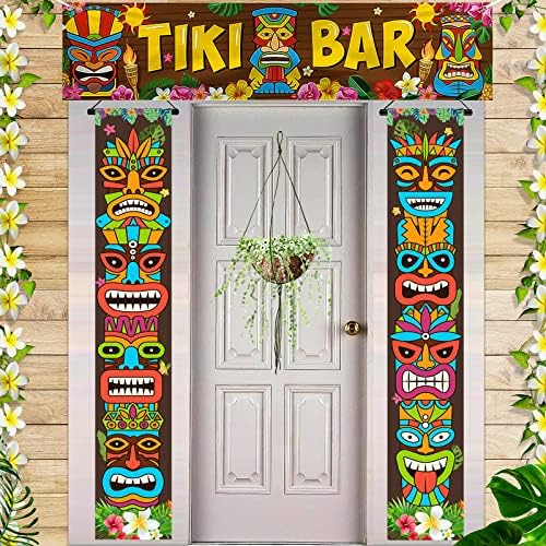 Luau ukrasi za zabave Tiki Totem natpis na vratima znak 3pcs Tiki banner Luau trijem havajski pokrivač Aloha Havaji Luau