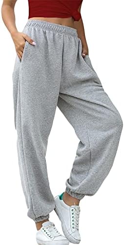 Gumipy ženske ležerne vreće s runom trenirke s visokim strukom joggers hlače atletske salone hlače s džepovima aktivna odjeća