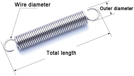 Qttthzzr ekstenzija opružna žica dia 1,5 mm s produženje kuke dužina opruge 30-60 mm 304 nehrđajući cilindroid spiralno napetost