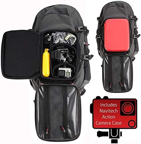 NavITech Action Camera Backpack & Red Skladištenje s integriranim remenom na prsima - Kompatibilno s Akaso V50 Elite Action