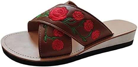 Ženske kožne križačke sandale Udobno ljetni vez Otvoreni nožni prst cipele s niskom potpeticom za hodanje papuča za unutarnje