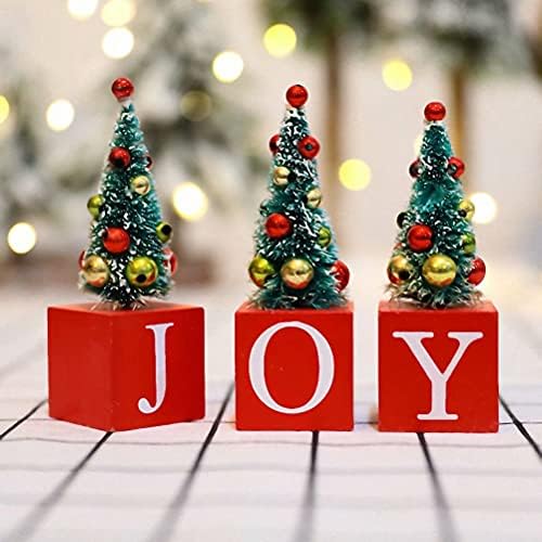 3PCS stolni božićno drvce drvena radost Umjetni mini božićno drvce Božićni ukrasi za stolni ili radne površine ukrase