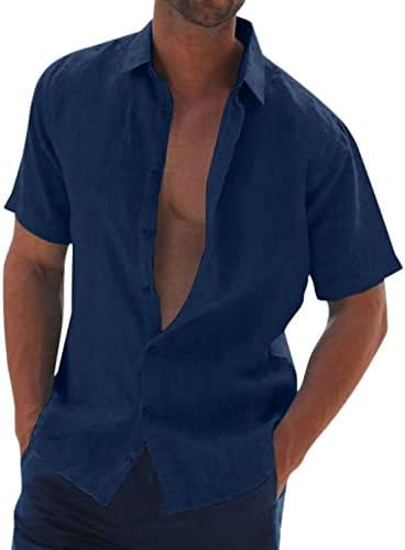Xxbr pamučna lanena gumba dolje košulje za muške kratke rukave ovratnik majice majice ljeto labave ležerne košulje na plaži