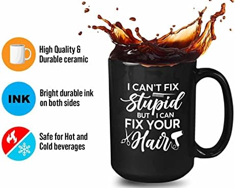 Mjehurići zagrljaji frizerski stilist šalica za kavu 15oz crna - mogu vam popraviti kosu b - frizura kozmetičarka kozmetičarka