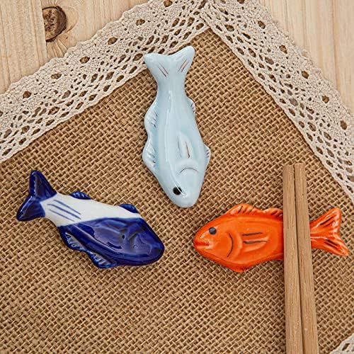 Zerodeko japanski dekor keramička riba štapića odmor 4pcs japanski stil ribe oblik štapića jastuk za jastuk žlica stalak