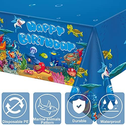 1 komad pod morskim plastičnim stolnjacima Ocean Rođendanski stol za zabavu na naslovnici morske zabave za stolnjak Sretan
