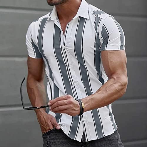Xiloccer muškarci kratki rukavi proljetno ljeto povremene prugaste tiskane košulje modne gornje bluze majice muške visoke