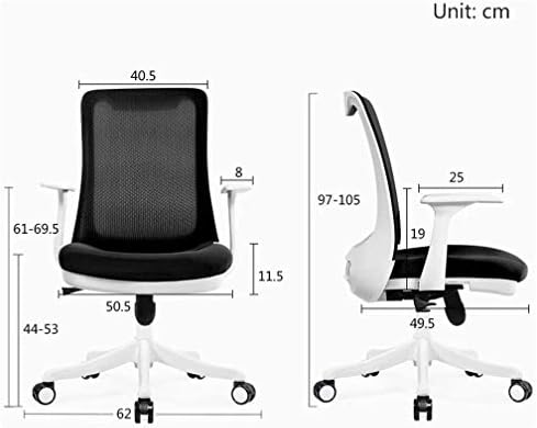 Ergonomska uredska stolica od crne mrežice sa srednjim naslonom, s podesivom lumbalnom potporom i naslonom za ruke