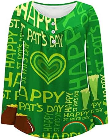 St Patricks Dan Košulja Žene s naplatom sakrij trbušne tunike vrhovi shamrock print praznici majice dugih rukava za gamaše