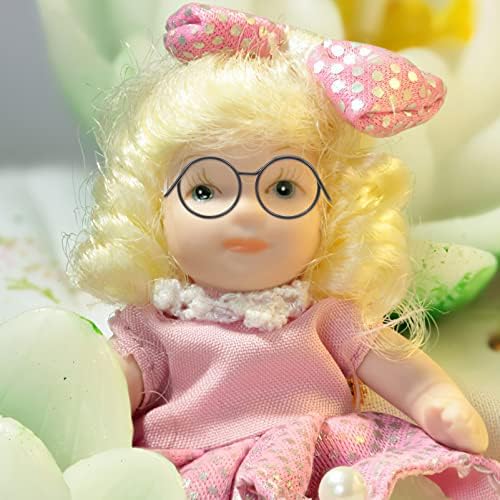 NUOBESTY 10PCS naočale za lutke minijaturne okrugle naočale Metalne žice naočale za lutke za lutke Odjeljenje naočala Okrugli