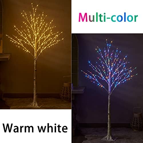 Fudios osvijetljena stabla breza 4ft 200 LED vilinskih svjetala, osvijetljena umjetna grančica s šarenim i toplim bijelim
