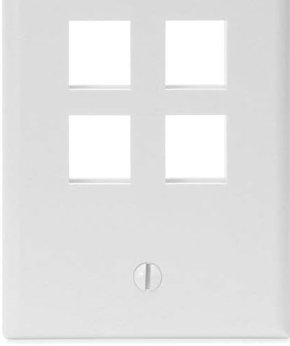 Leviton 41080-4WP QuickPort zidna ploča, pojedinačna banda, 4-port, bijela