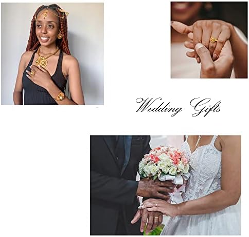 Pokloni za Majčin dan Etiopski nakit za žene Novi dizajn set 24k pozlaćene naušnice privjesak kopča za kosu lančani prsten