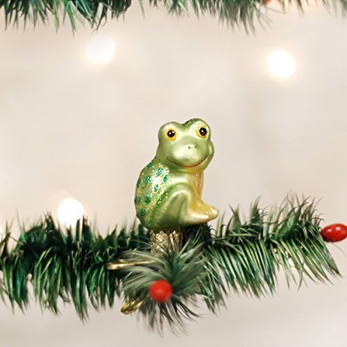 Stari svijet božićno more i vode životinje staklene ispuhane ukrase za božićno drvce sjedeći žabu, zelena