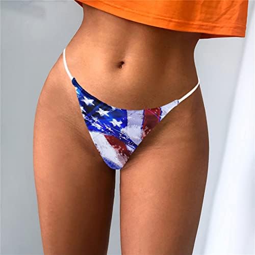 4. srpnja Thong gaćice za žene Naughty Sex Stretch Narameni T-back Untewar American Flag Niski struk Udobni mekani mekani