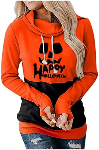 Sretna Halloween Womens casual s kapuljača s kapuljačama labava kapuljača za pulover Slatka bundeva lice grafičke majice