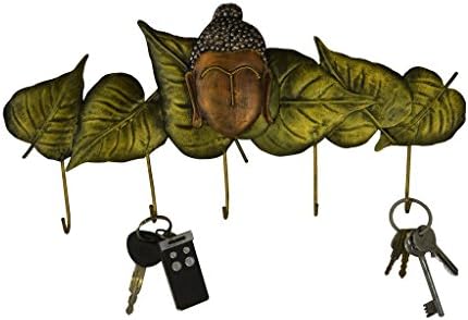 Karigaari Indija kovano željezo Buddha glava na lišću držač ključeva