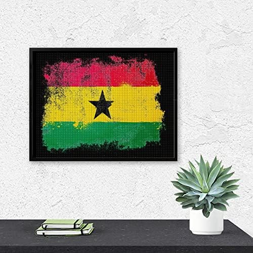 Grunge zastava Gana dijamantni setovi za slikanje za odrasle za pune kvadratne bušilice dijamantna slika zidna umjetnost