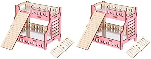 Ipetboom 2pcs za igračke za igranje - i kućni patuljak za kolibe drvena igrališta platforma krevet zamorci miševi kavezi