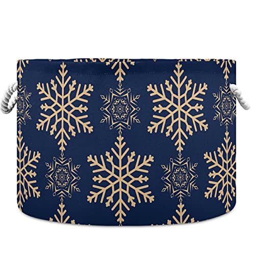 Visesunny snježna pahulja Zlatno plavi bešavni uzorak božićna rublje košare za pranje od tkanine za odlaganje kante za odlaganje