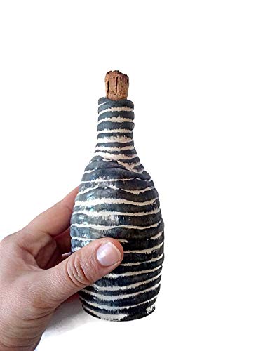 Ručno izrađene crne ukrasne keramičke boce s čepovima od pluta, portugalski ručno izrađena glina, eklektični naglasci za