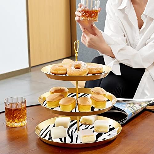 3 nivo stalak za cupcake sa zlatnom šipkom plastičnom slojevitom pladicom za desert bijeli crni voćni slatkiš zaslon za vjenčani
