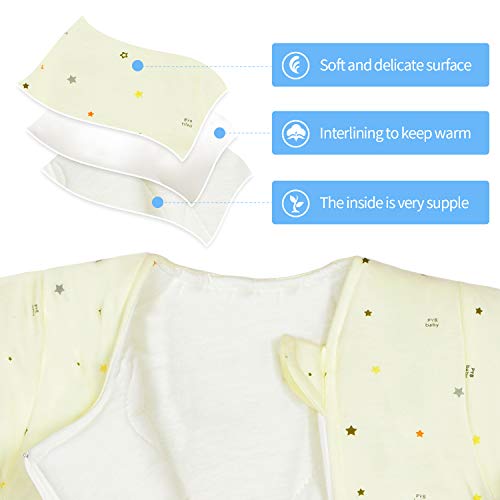 BBTKCare vreća za spavanje-pamučno nošenje pokrivač ， topla dječja pidžama za malu djecu 6-9 mjeseci-žuta