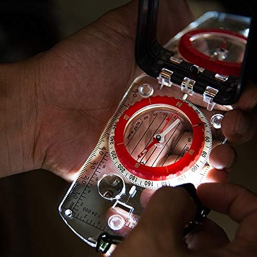 Zjhyxyh svjetlosni flip kompas s LED svjetlom vodootpornim za planinarenje planinarenje navigacijsko orijentaciju vanjskog