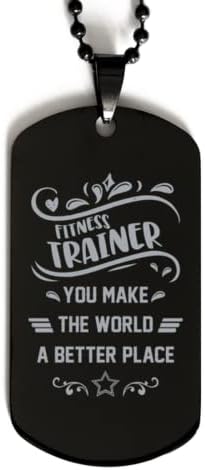 Ogrlica za pse za fitnes trener, vi svijet učinite boljim mjestom, crni nehrđajući čelik, inspirativno