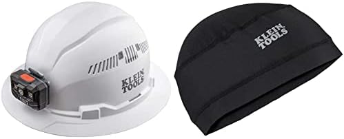 Klein Tools 60407rl Tvrdi šešir, punjiva prednja svjetla, bijela i 60181 kaciga za hlađenje, ispod kapice s tvrdom šeširom