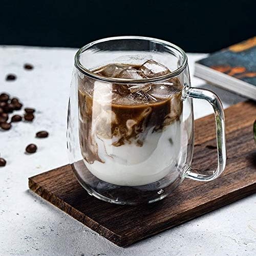 Šalica staklene kave, 8,5 oz dvostruka zidna izolirana šalica otporna za toplinu za čajnu kavu latte cappuccino espresso